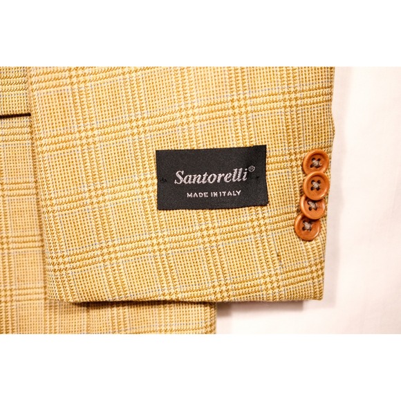 VTG Santorelli Italy Plaid Check Wool Blazer Sport Coat Jacket Made in Italy 44L - Picture 7 of 15